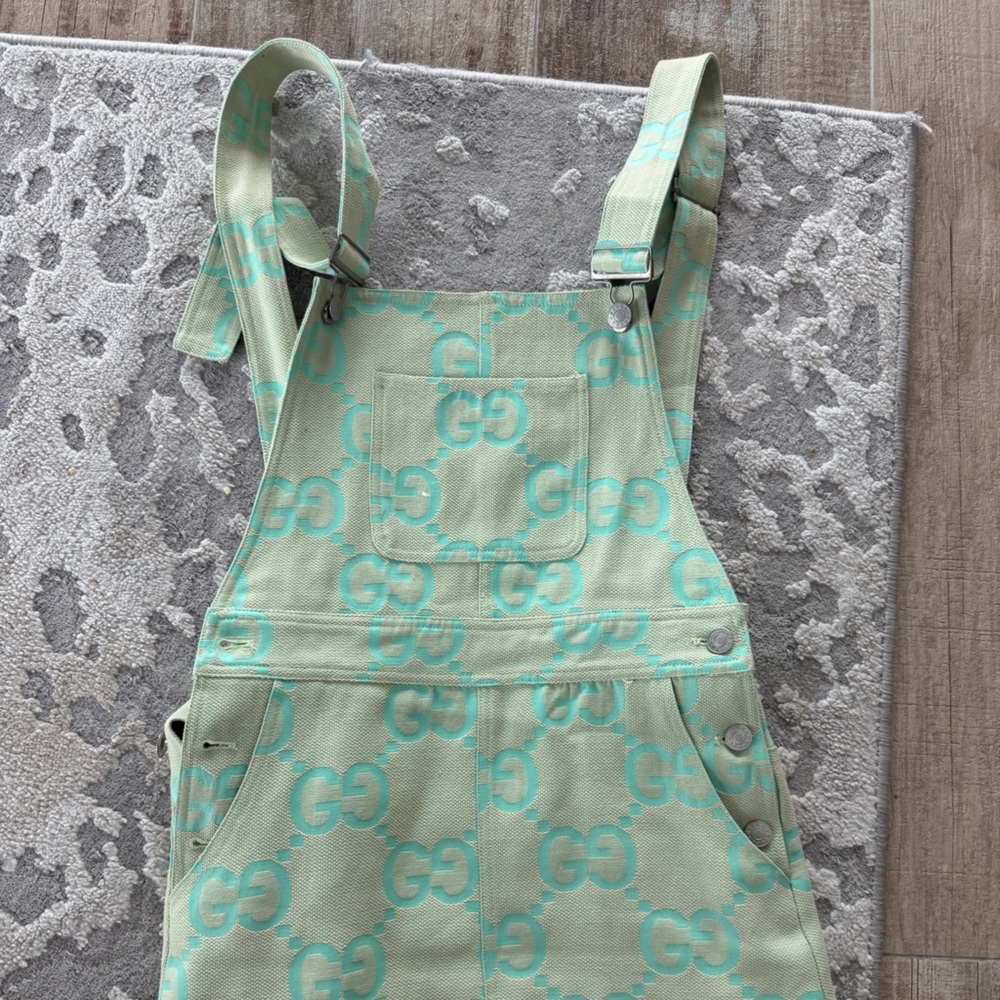 Gucci Mint Green GG Logo Overalls